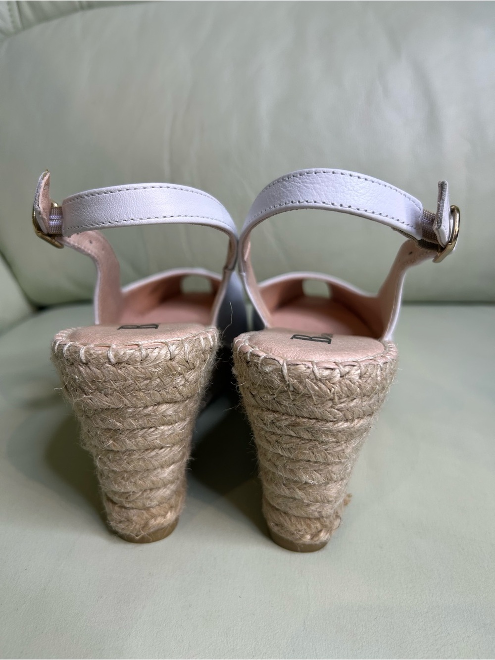Women’s White Peep-Toe Espadrille Wedges with Slingback - Picture 4 of 7